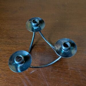 VINTAGE BERG DENMARK MCM SILVER PLATE Three Candlestick Holder Danish Modern